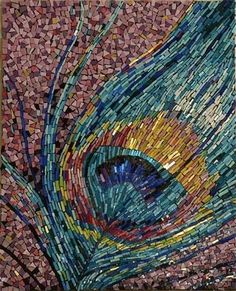 a mosaic art piece that looks like a peacock's eye