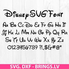 disney svg font and numbers on a wooden background