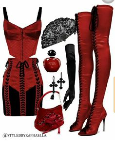 Gothic Valentines Day, 90s Fashion Outfits, I'm With The Band, Alt Fashion, Red Outfit, Day Outfit, Fancy Outfits, Edgy Outfits