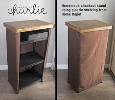 the before and after pictures show how to make a diy shelving cabinet from an old piece of furniture