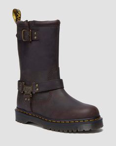 Anistone Hi Leather Biker Boots in Dark Brown | Dr. Martens Dr Martens Anistone Boots Outfit, Brown Dr Martens, 2976 Chelsea Boots, Jadon Boots, Chelsea Boots Heel, Thrift Inspo, How To Clean Suede, Shopping Wishlist, 2024 Wishlist