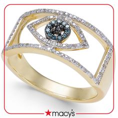 Evil Eye Gold Ring, Mens Gold Signet Rings, Macys Jewelry, Blue Diamond Ring, Diamond Evil Eye, Evil Eye Ring, Eye Ring, Evil Eye Jewelry, Eye Jewelry