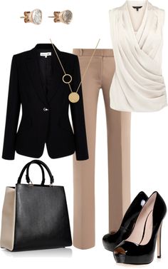 Corner Office, Office Outfit, Beautiful Dress Designs, فستان سهرة, Classy Work Outfits, Neutral Palette, Work Outfits Women, Wrap Blouse