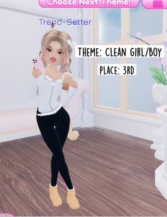 Theme: Clean Girl/Boy Place: 3rd ⋆ ˚｡⋆୨୧˚ Dti Outfits Theme Clean Girl/boy, Dress To Impress Theme Clean Girl Or Boy, Dress To Impress Outfits Roblox Game Theme Clean Girl/boy, Dress To Impress Clean Girl Theme, Dti Codes, Outfit Hacks, Roblox Image Ids, Roblox Dress, Baddie Outfits Ideas