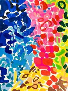 an abstract painting with many different colors and numbers on it's surface, including the letters