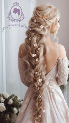 Cottagecore Wedding Hairstyles, Hairstyles Glamorous, Fairytale Hairstyles, Updos Elegant, Hairstyles Quinceanera, Hairstyles Fancy, Hairstyles Buns, Fancy Updos, Hairstyle Prom