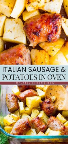 Whip up this Italian Sausage and Potatoes! Easy to prepare with just 5 ingredients, this main course recipe is great for beginners. Whether made in the oven or air fryer, this family dinner idea is so tasty while being gluten-free! Potatoes And Italian Sausage, Italian Sausage With Potatoes, Meals When Its Hot Out, Italian Pork Sausage Recipes, Sweet Sausage Recipes Dinners, Sausage And Potatoes In Oven, Sweet Sausage Recipes, Sausage Recipes Potatoes, Mild Italian Sausage Recipes