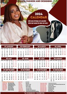 a calendar with an image of a woman