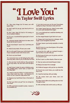 i love you in taylor swift's lyrics poster from the early 20th century,