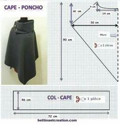 the cape is shown with measurements for it