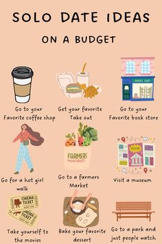 Love doing self care on a budget! What is your favorite solo date? Solo Date Ideas, Solo Date, Practicing Self Love, Own Company, Budget Book, Vie Motivation, Things To Do When Bored, Date Ideas