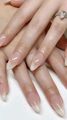 #nails #nailart Natural French Nail Designs, Cute Neutral Fall Nails, Pretty Neutral Nails Art Designs, Crème Colored Nails, Classic Nails Elegant Almond, Tan French Nails, Naked French Tip Nails, Fine French Tip Nails, Classy Nude Nails Almond