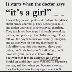 an advertisement with the words it starts when the doctor says it's a girl