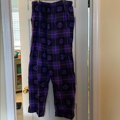 Adorable Purple And Black Plaid Dog Print Pajamas/Lounge Pants. New With Tags. 100% Cotton. Cute And Comfortable. Purple Cotton Sleepwear, Purple Cotton Sleepwear For Sleeping, Purple Cotton Sleepwear For Loungewear, Purple Relaxed Fit Sleepwear For Lounging, Purple Relaxed Fit Sleepwear For Loungewear, Purple Cotton Sleepwear For Pajama Party, Purple Cotton Pants For Loungewear, Purple Elastic Waistband Pants For Loungewear, Purple Pants With Elastic Waistband For Loungewear