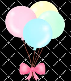 a bunch of balloons with a pink bow