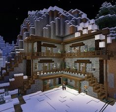 Minecraft Mountain House, Minecraft Mountain, Construction Minecraft, Case Minecraft, Minecraft Things