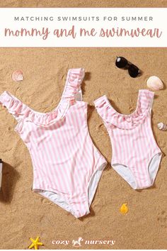 Summer just got sweeter with our Mommy and Me Swimwear! Match with your mini-me in these adorable coordinating swimsuits. Whether you're splashing in the pool or building sandcastles on the beach, these matching swimsuits will make your summer unforgettable. #MommyAndMe #MatchingSwimwear #SummerFun Matching Swimsuits For Couples Pink, Cute Pink Swimwear For Playtime, Pink Lined One-piece Swimsuit For Beach Season, Mom And Baby Matching Swimwear, Pink Ruffled One-piece Swimwear For Beach