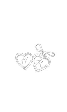 two heart shaped key chains tied to each other with a bow on one end and an initial on the other