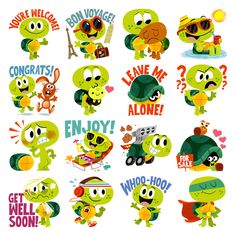 cartoon character stickers with different expressions