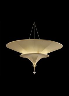 an art deco chandelier in the shape of a cone with two lights on each side