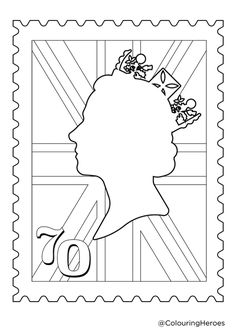 a stamp with the image of queen elizabeth and her crown on it, in black and white