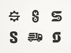 six different type of logos that are black and white with the letter s on them