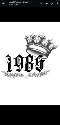 an image of a crown on top of the word god in black and white ink