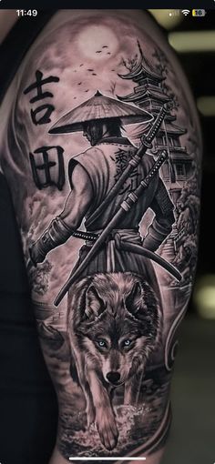 Samurai Arm Tattoo, Geisha Tattoo For Men, Samurai Sleeve Tattoo, Mascara Samurai, Flying Phoenix Tattoo, Martial Arts Tattoos, Most Beautiful Tattoos, Bicep Tattoos