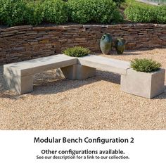 Modular Bench Configuration Series 2 Planter Fountain, Bench Planter, Modular Bench, Campania International, Concrete Finish, Stone Concrete, Vinegar And Water, Multi Step, Cast Stone