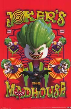 the joker's madhouse movie poster with green hair and clowns on it