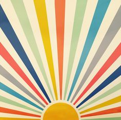 the sun is shining brightly in front of a multicolored background with many colors