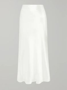 GALVAN Valletta satin midi skirt | NET-A-PORTER White Satin Skirt, Exclusive Dress, Satin Midi Skirt, Pinterest Closet, Satin Skirt, White Satin, Summer Hats, Beach Dresses, Everyday Wardrobe