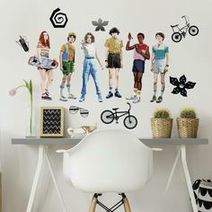 there are many children's wall stickers on the wall