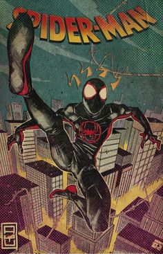 the cover to spider - man comic book, with an image of a person in mid air