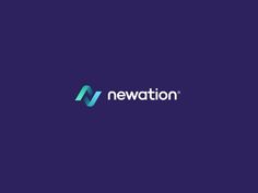 the newation logo is shown on a dark purple and teal blue background, with an arrow in the center