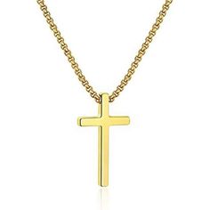 New! Gold Cross Necklace For Men, Gold Stainless Steel Plain Cross Pendant Necklace Chain 16-30 Inch. - 316l Stainless Steel Material, Hypoallergenic - High Polished And Shinny On Both Sides Of Cross - Plain, Simple And Classic Cross Pendant - Solid Feeling, Comfortable To Wear. - Cross Pendant: 1.2"*0.7", And Length Of Necklace: 16"-30" Inches. - Ideal Gift For Him. Thank You! Gold Cross Necklace Men, Necklace For Men Gold, Cross Necklace For Men, Christian Family, Stainless Steel Cross Pendant, Christmas Dance, Necklace Cross, Steel Cross, Mens Crosses