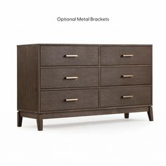 an image of a chest of drawers with the words optimal metal brackets on it's side