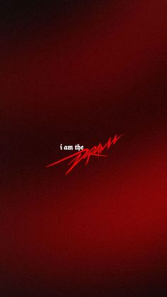 the words i am the storm written in red on a black and red wallpaper