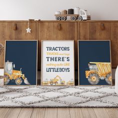 "🌿 Instant Download Brighten your little boy's room with this tractor and truck print set, featuring the playful quote \"Tractors Trucks and Toys There's Nothing Quite Like Little Boys\" - it's instant cheer in a digital download. 🎨 WHAT YOU GET You will receive 3 high-quality (300dpi) JPG files of the following sizes: * 3:4 Ratio ➤ 6x8, 9x12, 12x16, 15x20, 18x24\" inches / 15x20cm, 30x40cm * 4:5 Ratio ➤ 4x5, 8x10, 12x15, 16x20\" inches / 40x50 cm * 2:3 Ratio ➤ 4x6, 6x9, 8x12, 10x15, 12x18, 16 Tractor Theme Toddler Room, Boys Tractor Room, Boys Construction Room, Tractor Bedroom, Tractor Room, Truck Bedroom, Boys Bedroom Wall Art, Construction Bedroom