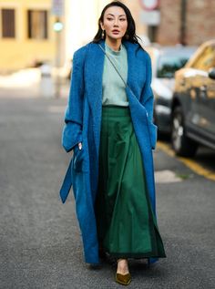 31 Cute Outfit Ideas to Wear All December Long - PureWow Jewel Tones Fashion Outfit, Blue And Green Capsule Wardrobe, Vivid Winter Outfits, Color Blocking Outfits Winter, Bright Winter Outfits Casual, Colorful Wardrobe Capsule, Deep Winter Fall Outfits, Bright Winter Fashion, Vibrant Autumn Outfits