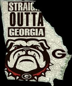 the state of georgia with an image of a bulldog on it's back ground