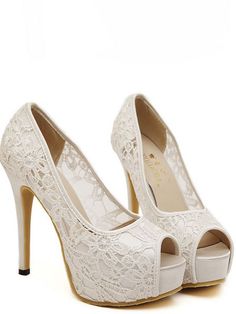 Peep Toe Lace Stiletto Pumps Daily Heels, Tall Heels, Summer Styling, Shoes Shopping, Social Event, White Heels, Shoe Fits, High Quality Shoes, Gorgeous Shoes