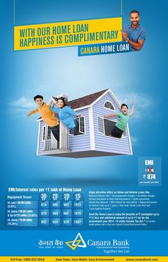 an advertisement for the canadian home loan company, with two people jumping out of a house