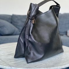 Black Grain Leather With Gun Metal Zipper. Gently Used In Pristine Condition, Hardly Used 15hx16wx5d Tom Ford Bags, Tom Ford Bag, Metal Zipper, Tom Ford, Grain, Bag Lady, Ford, Zipper, Leather