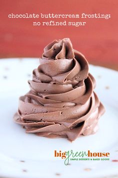 chocolate buttercream frosting no refrigerated sugar on a white plate