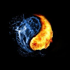 fire and water in the shape of a yin - yang symbol with a quote about life lived in reaction