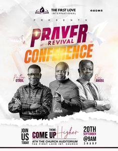 a flyer for the first love conference with two men standing in front of each other