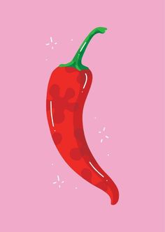 a red pepper on a pink background