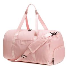 The Jadyn Weekender Duffel Bag for Women is the perfect duffel for travel, gym, and sports. Whether youre going on a weekend or week long trip this duffle is for you. This large bag measures 22 in x 12 in x 12 in. It has a spacious main compartment with 3 big pockets, 2 on the outside and 1 on the inside, for simple organization of all your stuff. It has a large shoe pocket with easy outside access. It also includes an adjustable padded shoulder strap with a handle. It's a perfect overnight bag Functional Pink Travel Bag For Outdoor Activities, Functional Pink Duffle Bag For Overnight Trips, Pink Nylon Duffle Bag For Everyday Use, Functional Pink Nylon Duffle Bag, Functional Pink Luggage, Large Capacity Pink Travel Bag, Functional Pink Luggage For Daily Use, Pink Weekender Bag For Weekend Trips, Pink Large Capacity Travel Bag For Weekend Trips