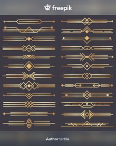 gold art deco design elements on black background